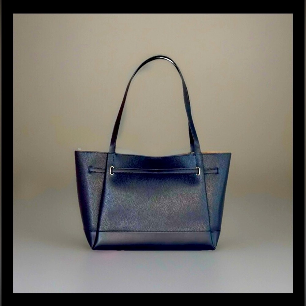 MICHAEL KORS Reed Large Black Leather Belted Shoulder Bag Tote Handbag NEW wTag - Picture 3 of 8